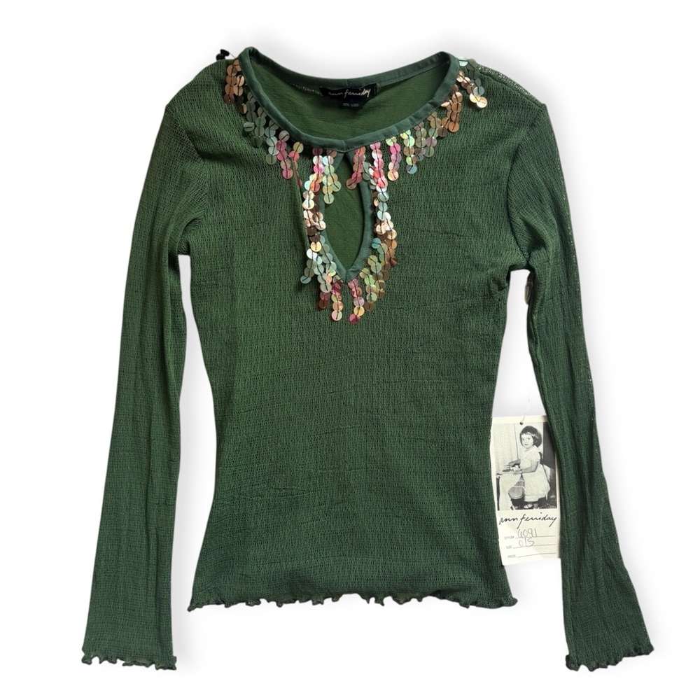 NWT Ann Ferriday mesh sequin top